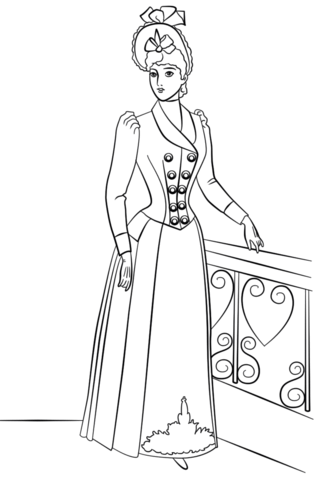 Victorian Fashion Coloring Page